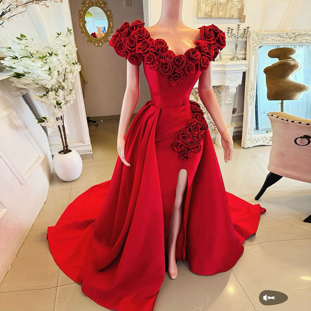 Women Formal Wear For Party - Red African Women Prom Dress Mermaid