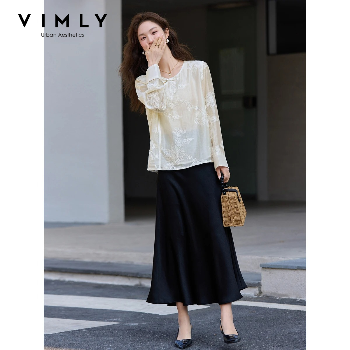 VIMLY Apricot New Chinese Embr - đánh giá và giá Women'S Formal Wear Blouse