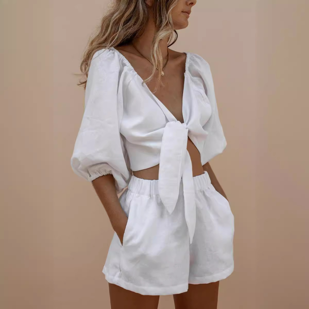 Puff Sleeve Lace Shorts Monoch - đánh giá và giá Monochrome Suit Set
