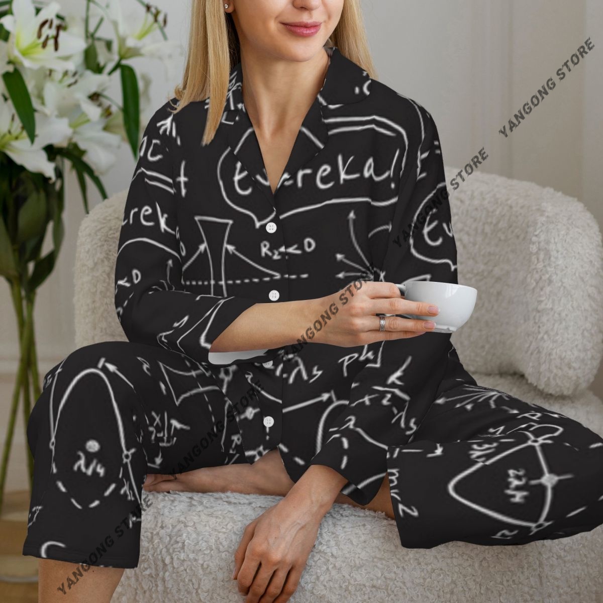 Women Sleepwear Pajamas Scienc - đánh giá và giá Monochrome Suit Set