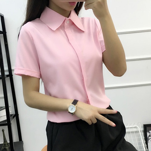 White Loose Short Sleeve Shirt - đánh giá và giá Women Formal Wear Korean