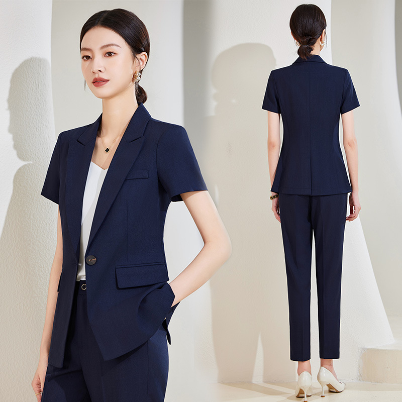 Navy Blue Short Sleeve Suit Se - đánh giá và giá Women'S Formal Wear Stores