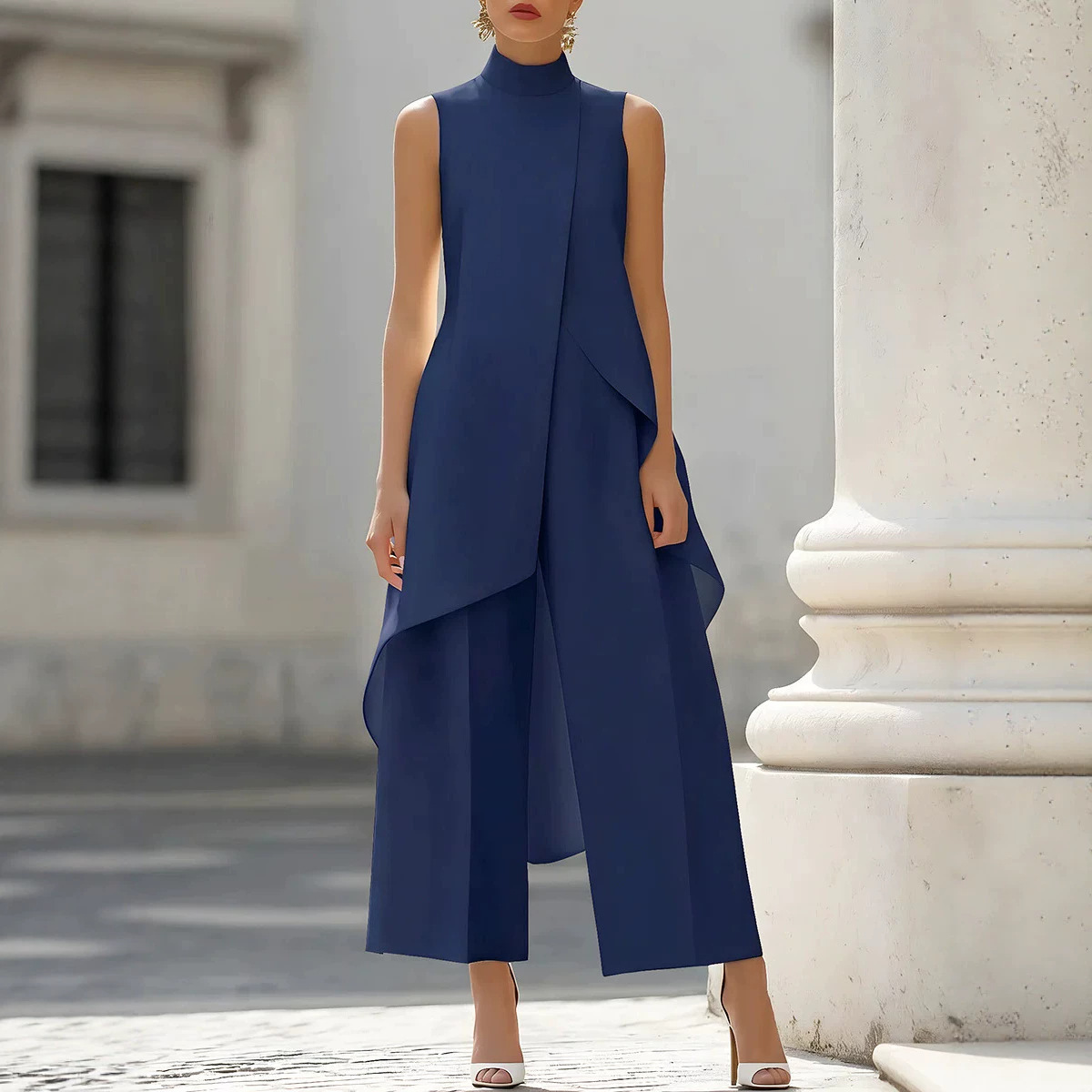 Sleeveless High Neck Asymmetri - đánh giá và giá Women'S Formal Jumpsuit Evening Wear