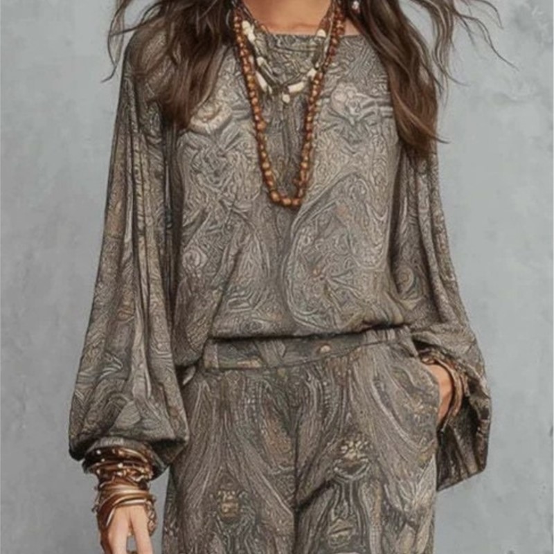 Boho Paisley Print Two-Piece S - đánh giá và giá Women'S Formal Wear Blouse