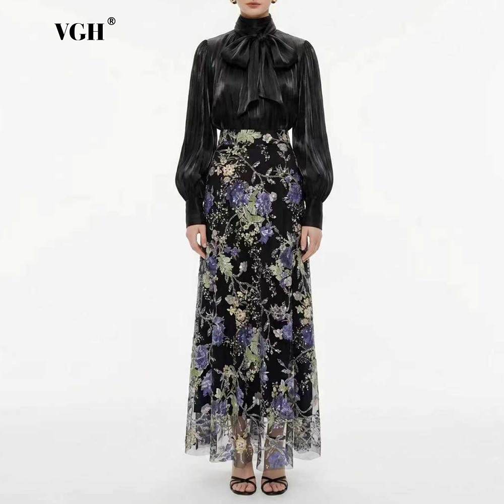 VGH Elegant Chic Black Floral  - đánh giá và giá Women'S Formal Wear Blouse