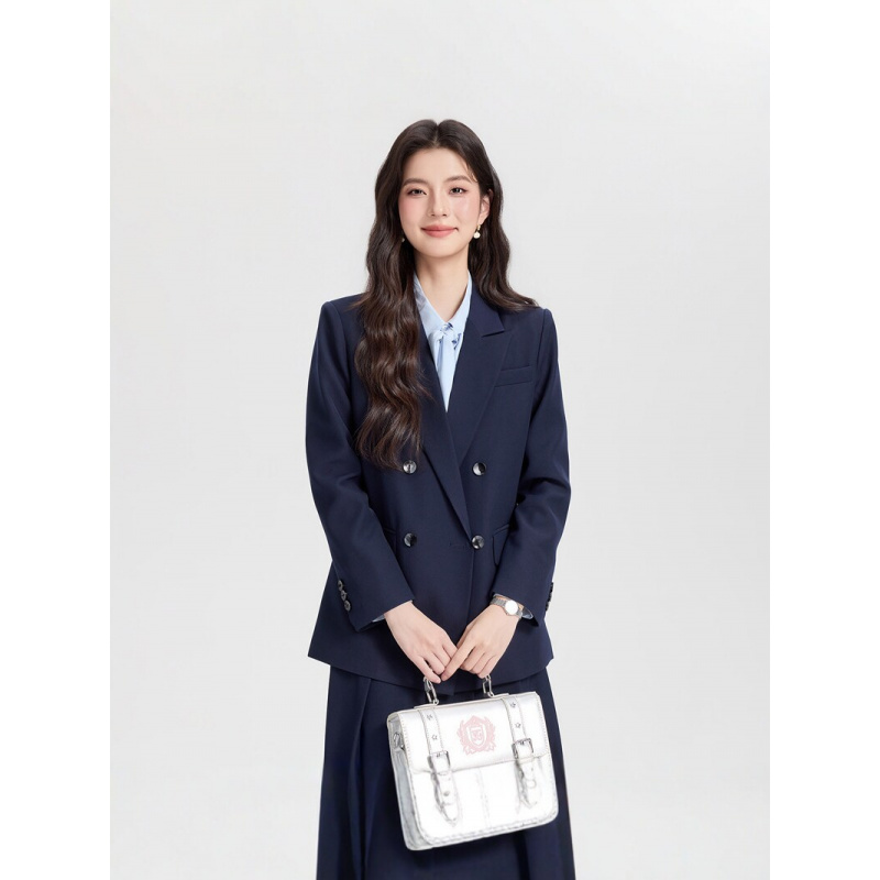 Navy blue double-breasted wome - đánh giá và giá Women Formal Wear Korean