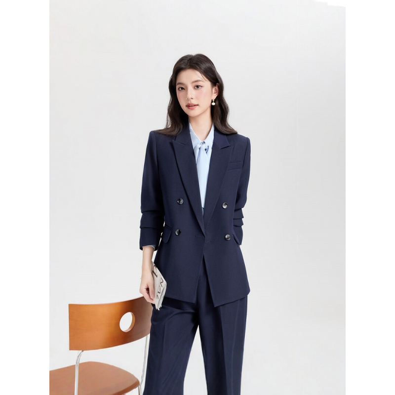 Navy blue double-breasted wome - đánh giá và giá Women Formal Wear Korean