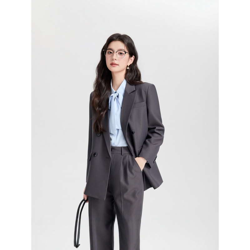 Navy blue double-breasted wome - đánh giá và giá Women Formal Wear Korean