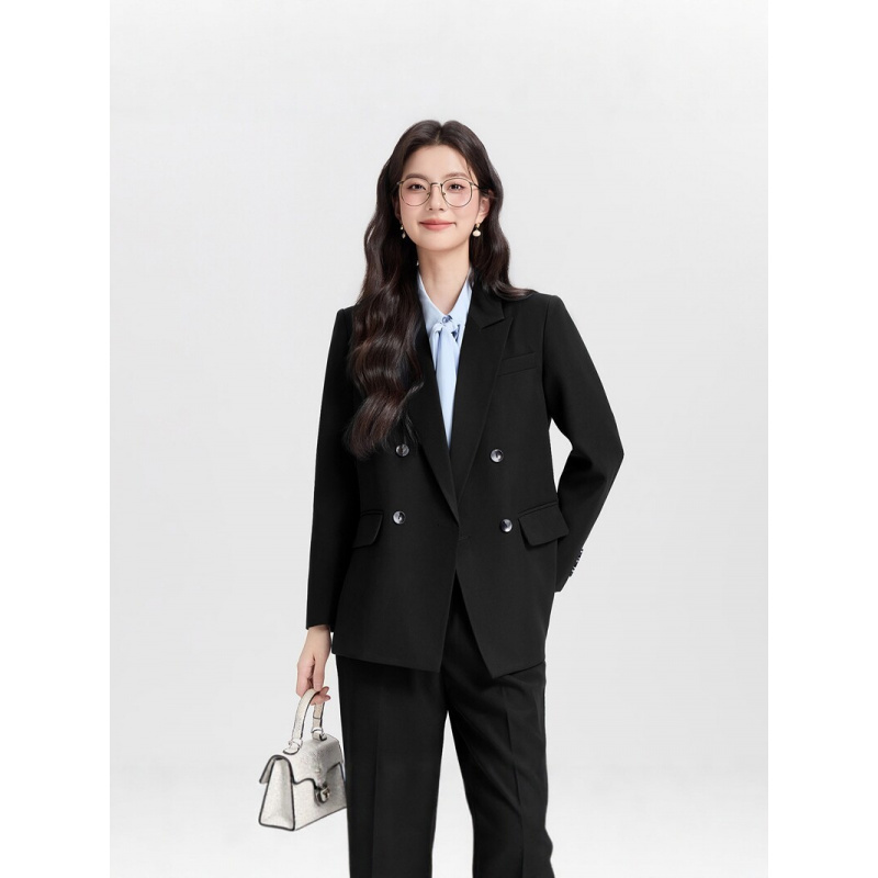Navy blue double-breasted wome - đánh giá và giá Women Formal Wear Korean