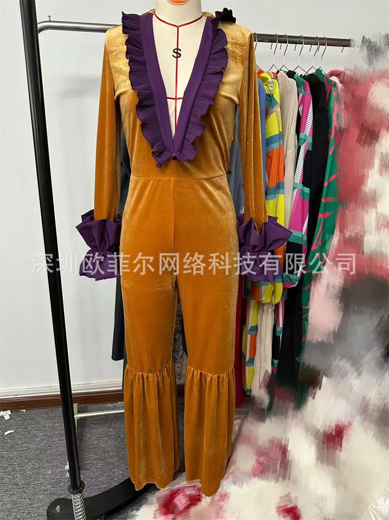 Yellow Purple Velvet Women Jum - đánh giá và giá Women'S Formal Jumpsuit Evening Wear